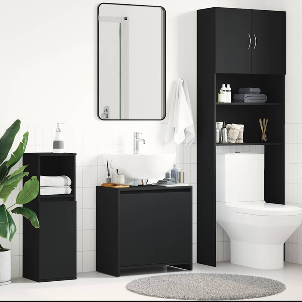 Vidaxl badkamerkast 60x33x61 cm bewerkt hout zwart