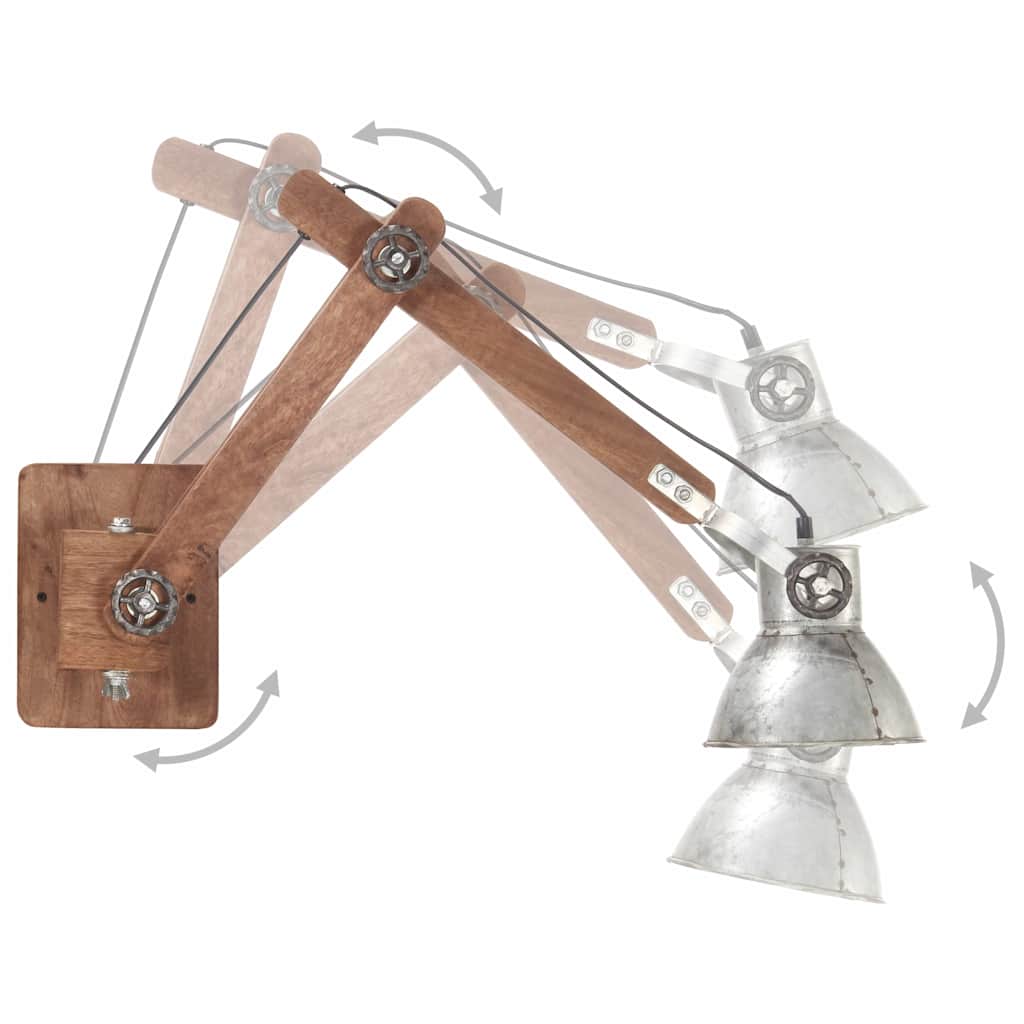 Vidaxl wandlamp industrieel rond e27 zilverkleurig
