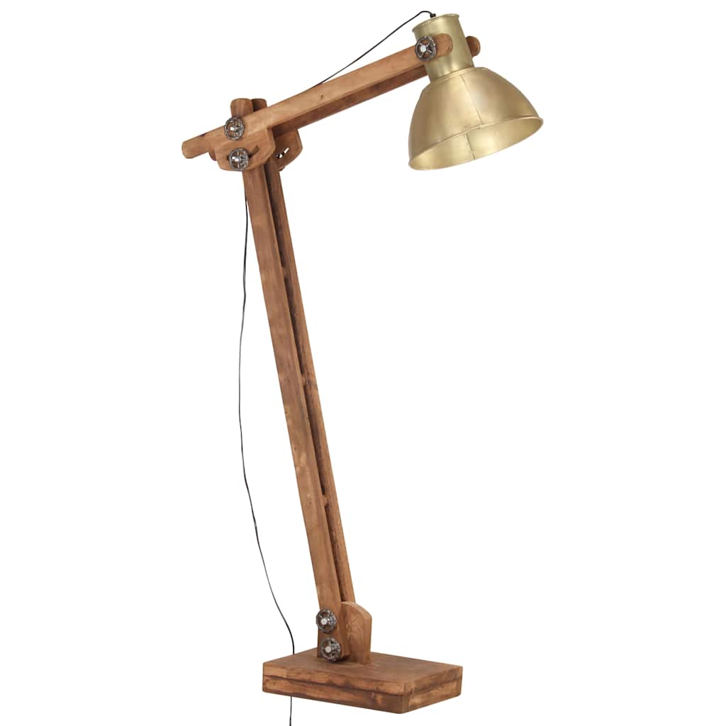 Vidaxl vloerlamp e27 massief mangohout messingkleurig