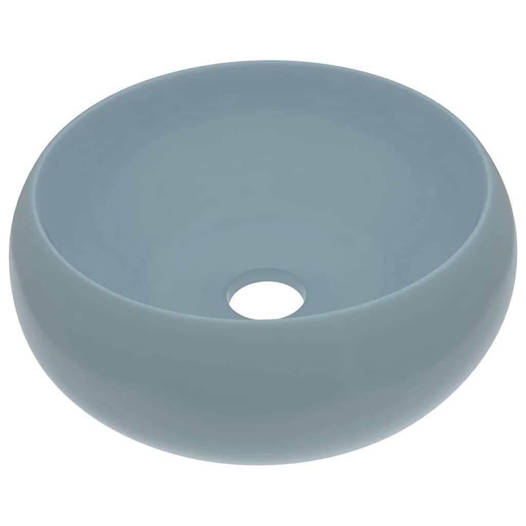 Vidaxl wastafel rond 40x15 cm keramiek mat lichtblauw
