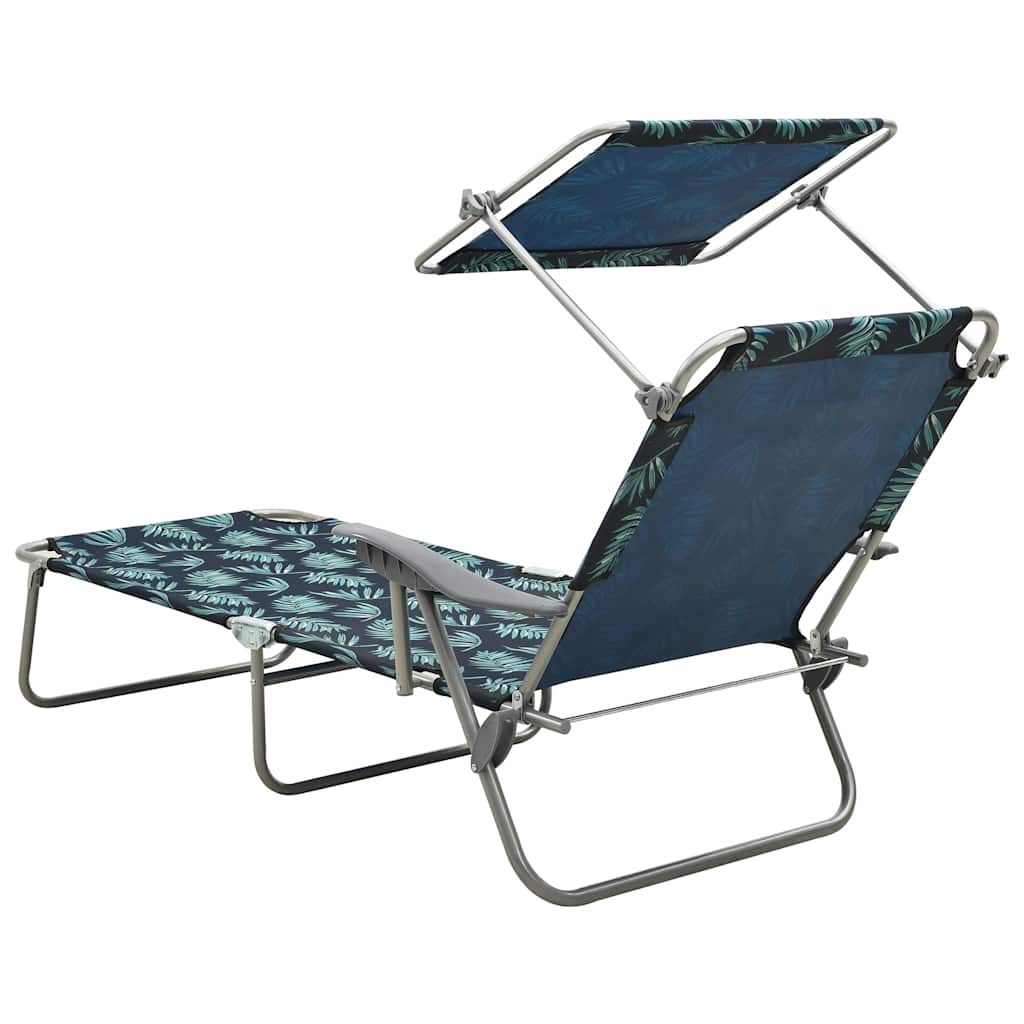 Vidaxl ligbed met luifel staal bladpatroon