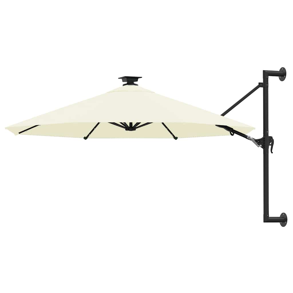 Vidaxl wandparasol met led's 300 cm zandkleurig