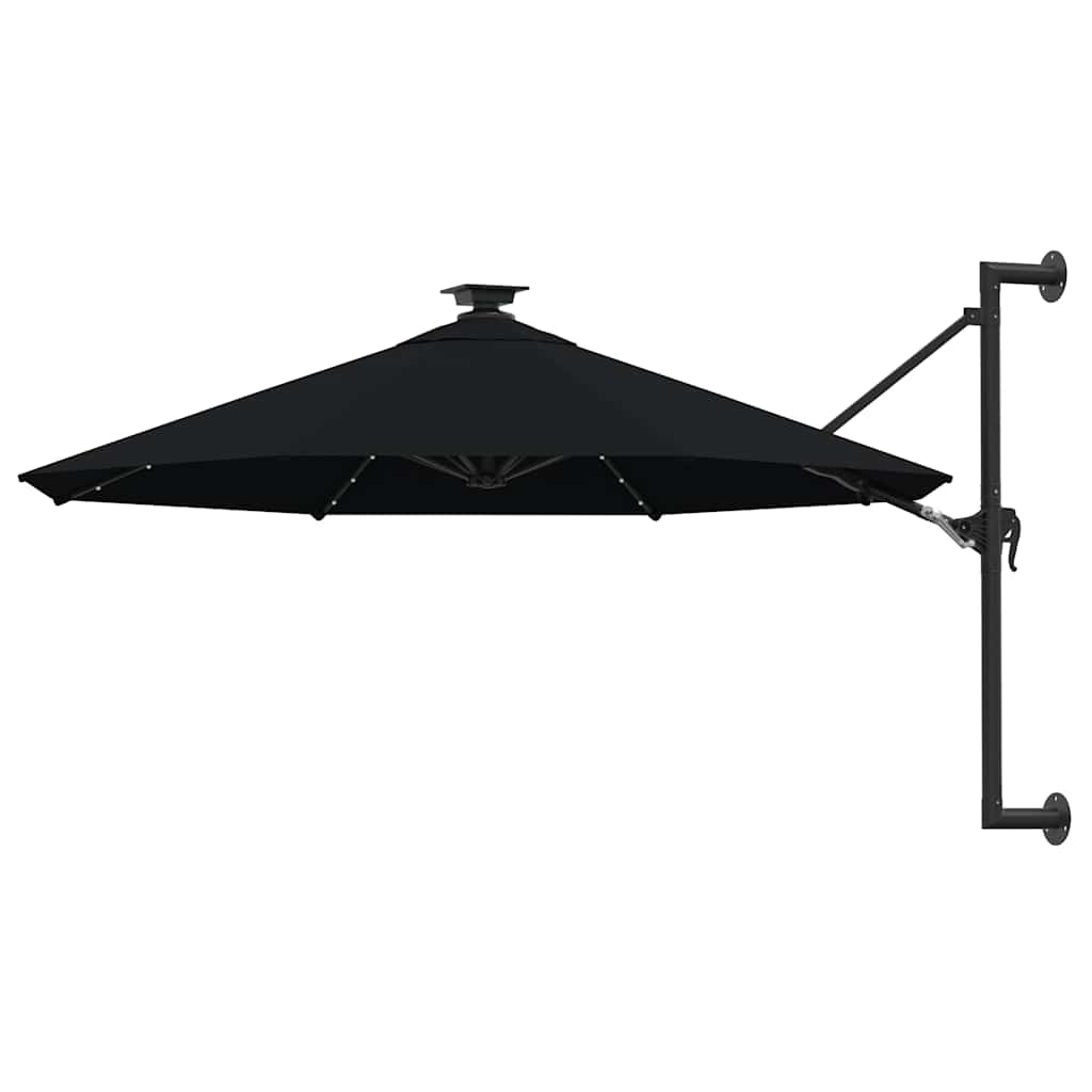 Vidaxl wandparasol met led's 300 cm zwart