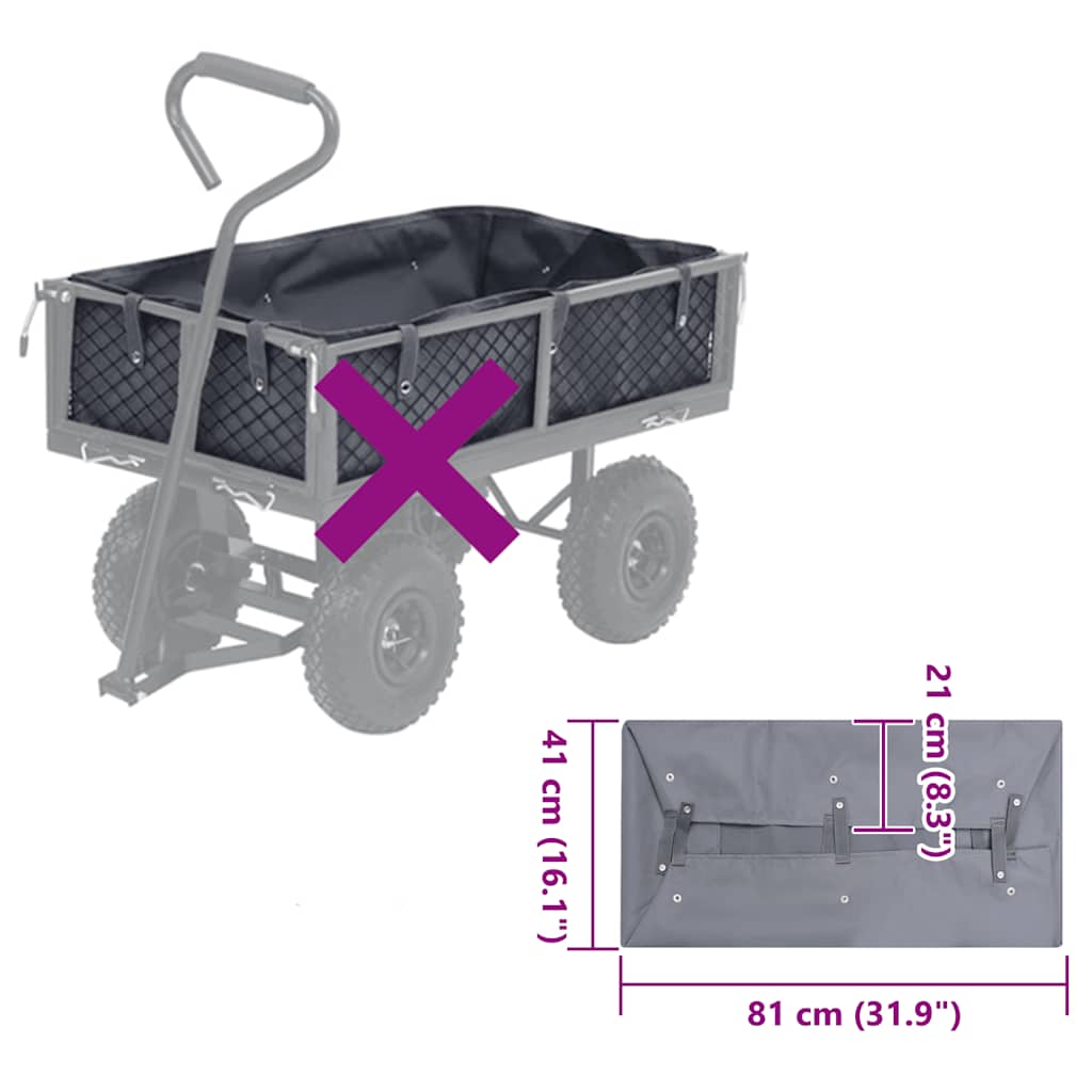Vidaxl tuinwagenvoering 81x41x21 cm stof donkergrijs
