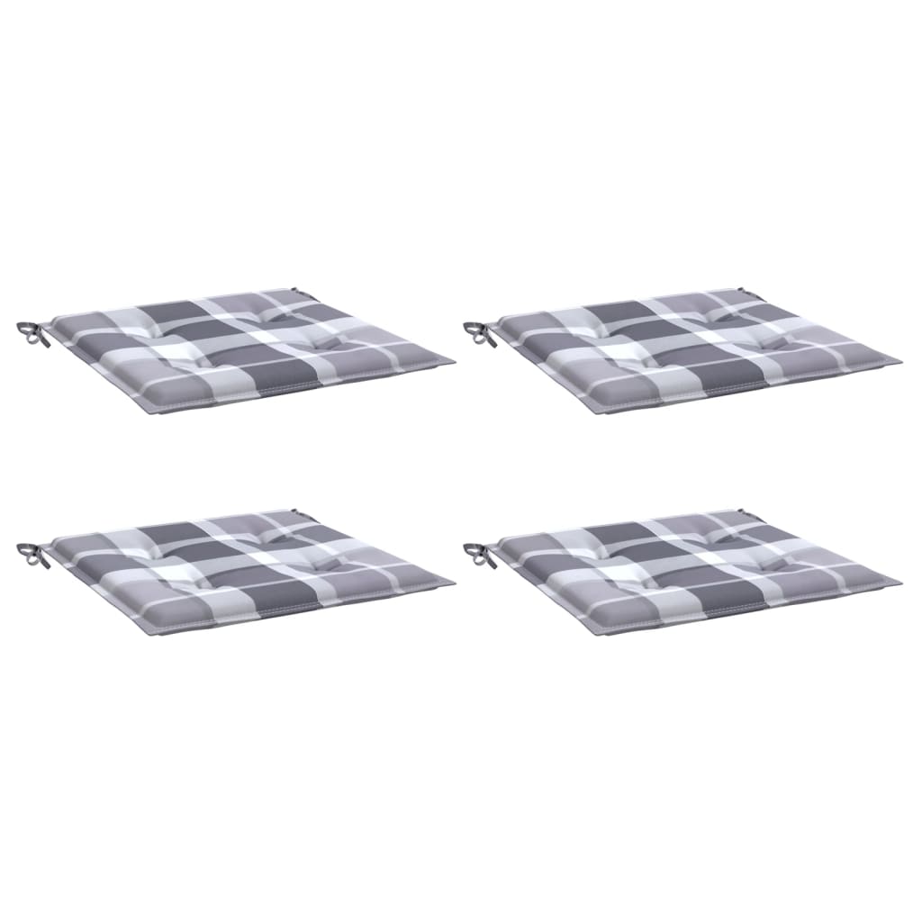 Vidaxl tuinstoelkussens 4 st 50x50x4 cm oxford stof ruitpatroon grijs