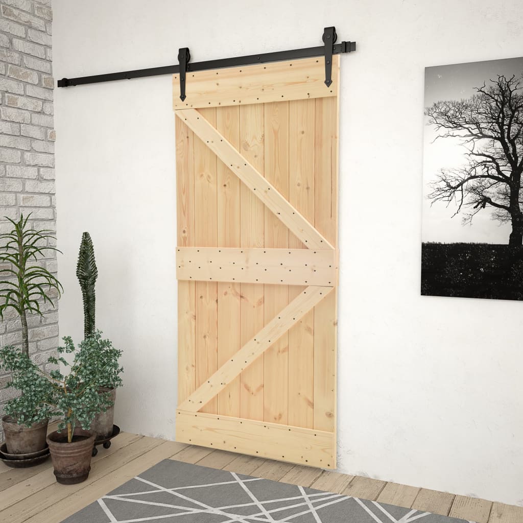 VidaXL Schuifdeur met beslag 90x210 cm massief grenenhout