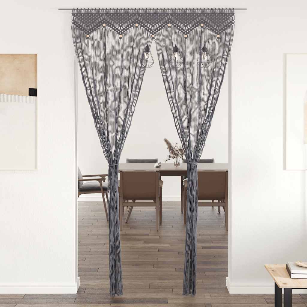 Vidaxl gordijn macramé 140x240 cm katoen antraciet