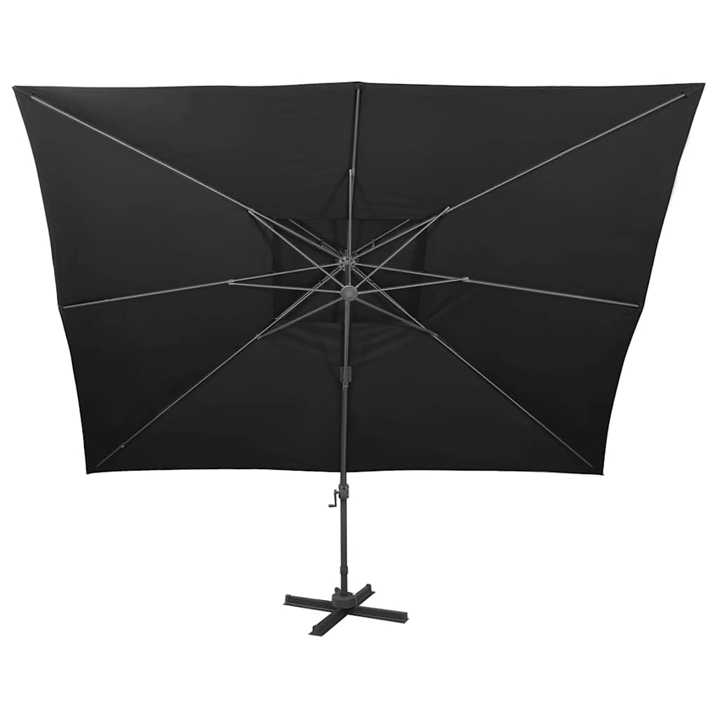 Vidaxl zwevende parasol met dubbele bovenkant zwart 400x300 cm