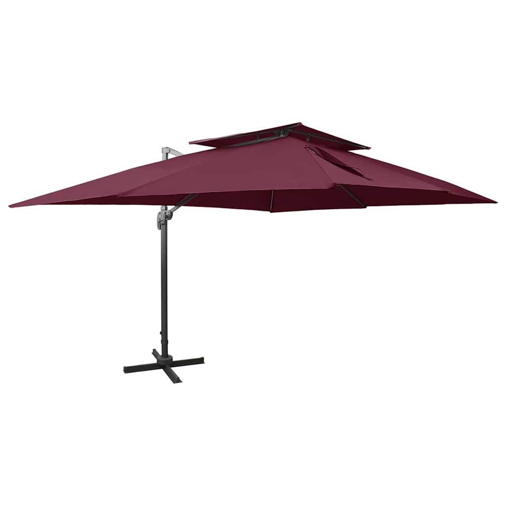 Vidaxl zwevende parasol met dubbele bovenkant bordeauxrood 400x300 cm