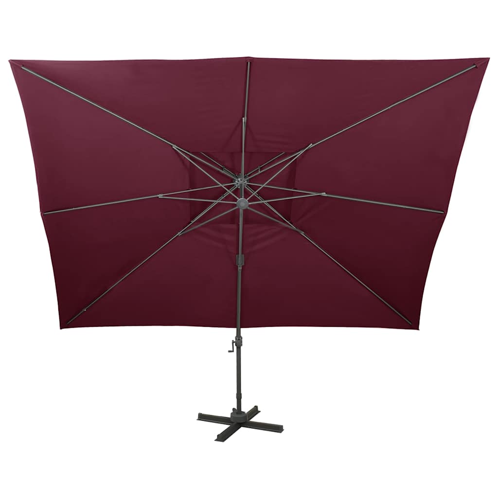 Vidaxl zwevende parasol met dubbele bovenkant bordeauxrood 400x300 cm