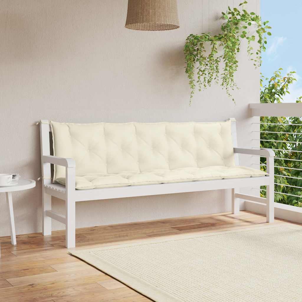 Vidaxl tuinbankkussen 180x(50+50)x7 cm oxford stof crèmewit