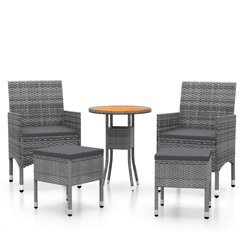 Vidaxl 5-delige loungeset poly rattan grijs