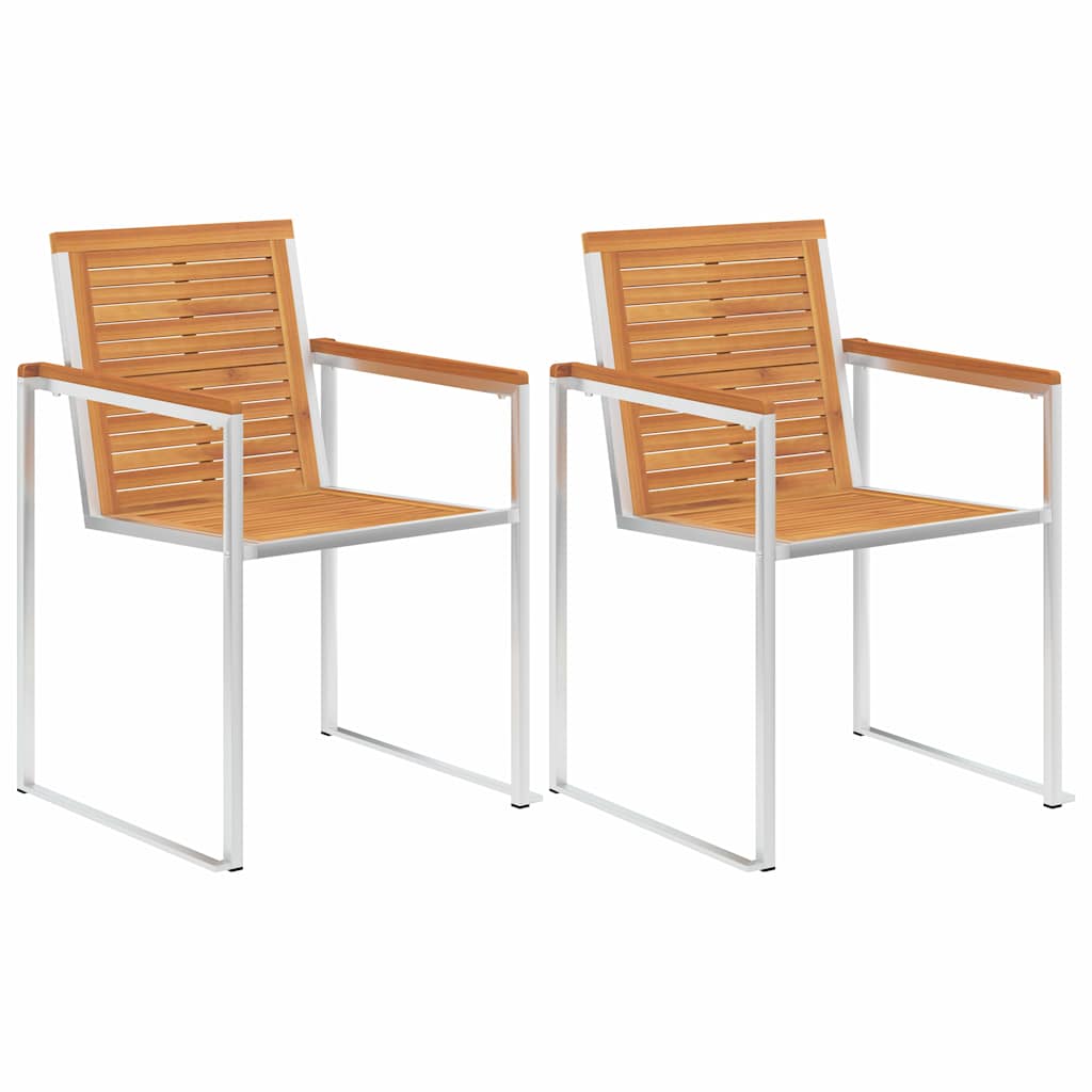Vidaxl tuinstoelen 2 st met kussens massief acaciahout en staal