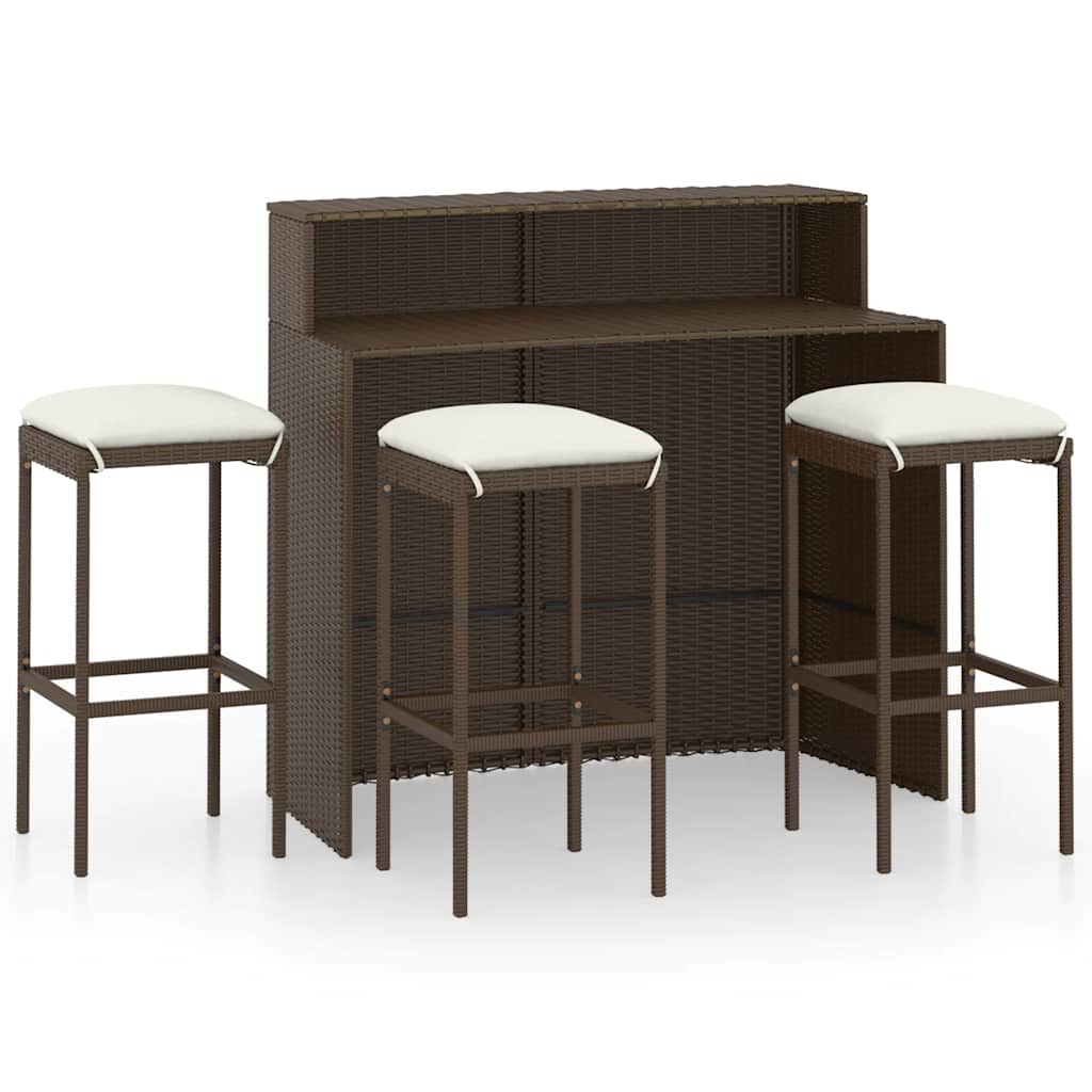 Vidaxl 4-delige tuinbarset met kussens bruin