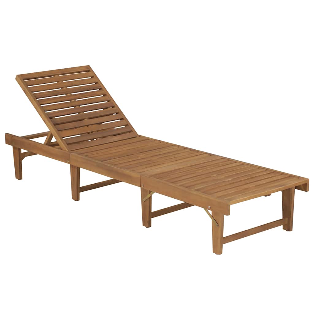 Vidaxl ligbed inklapbaar met kussen massief acaciahout