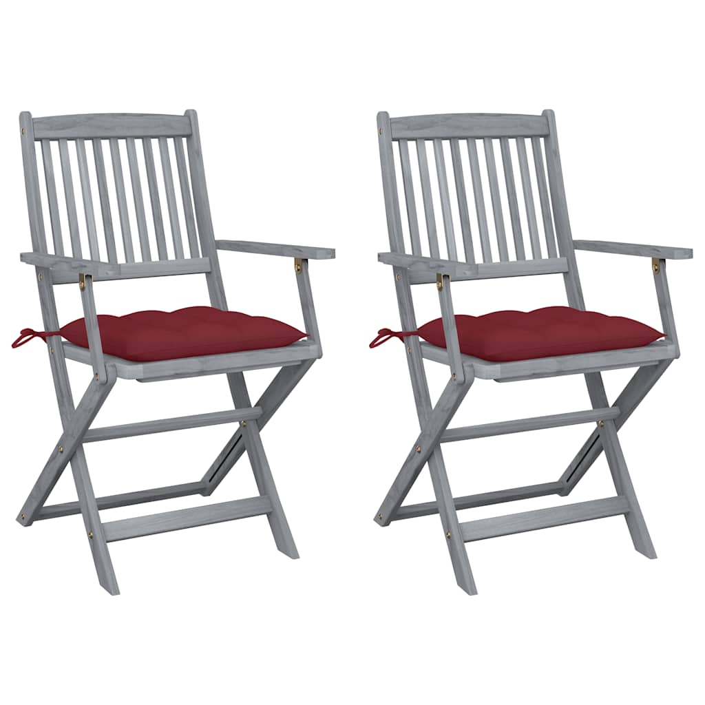 Vidaxl tuinstoelen 2 st inklapbaar met kussens massief acaciahout