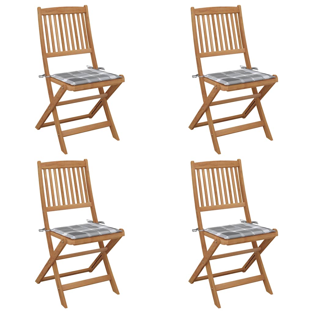 Vidaxl tuinstoelen 4 st inklapbaar met kussens massief acaciahout
