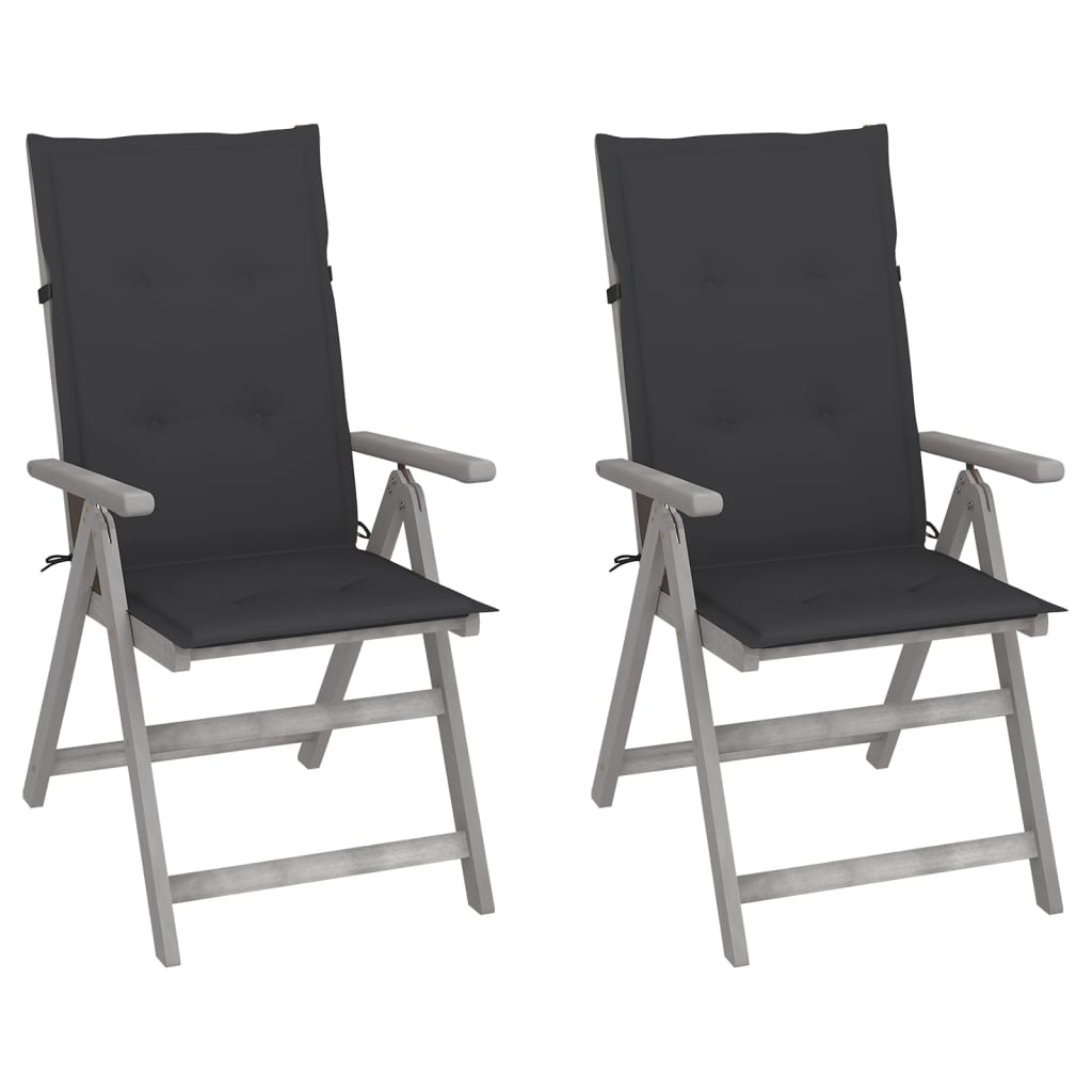 Vidaxl tuinstoelen 2 st verstelbaar met kussens massief acaciahout