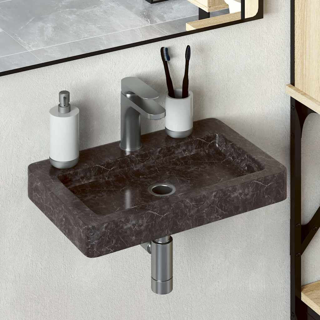 Vidaxl wastafel wandgemonteerd 38x24x6,5 cm marmer zwart