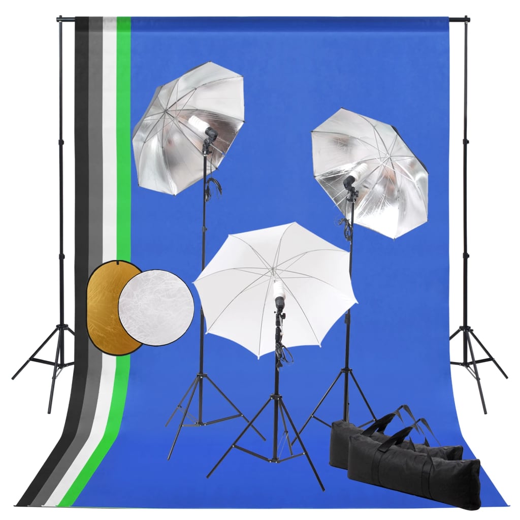 Vidaxl fotostudioset met lampen, paraplu's, achtergrond en reflector