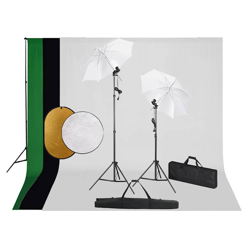 Vidaxl fotostudioset met lampen, paraplu's, achtergrond en reflector