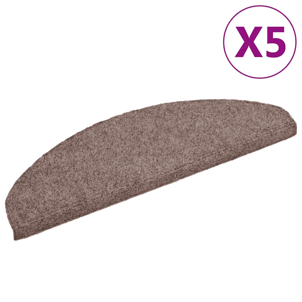 Vidaxl trapmatten zelfklevend 5 stuks 65x21x4 cm lichtbruin halfrond groot
