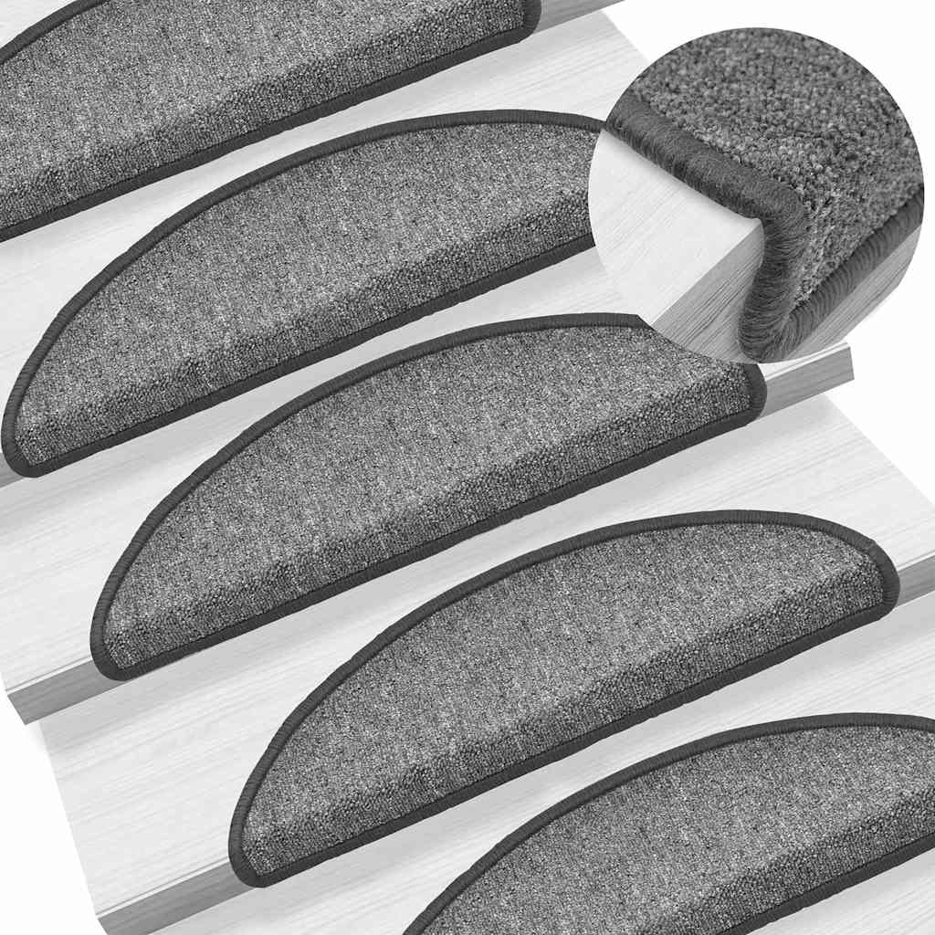 Vidaxl trapmatten 10 st 56x17x3 cm donkergrijs halfrond