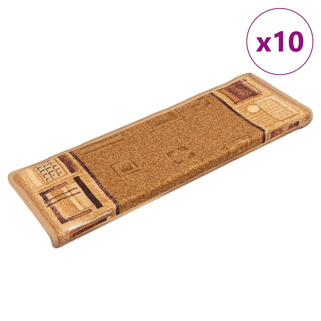 Vidaxl trapmatten zelfklevend 10 st 65x21x4 cm beige
