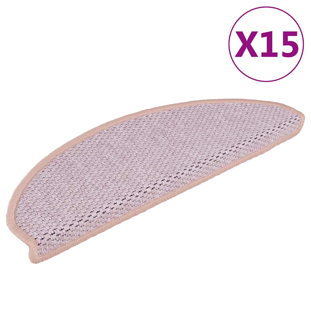 Vidaxl trapmatten zelfklevend 15 st sisal-look 65x21x4 cm roze