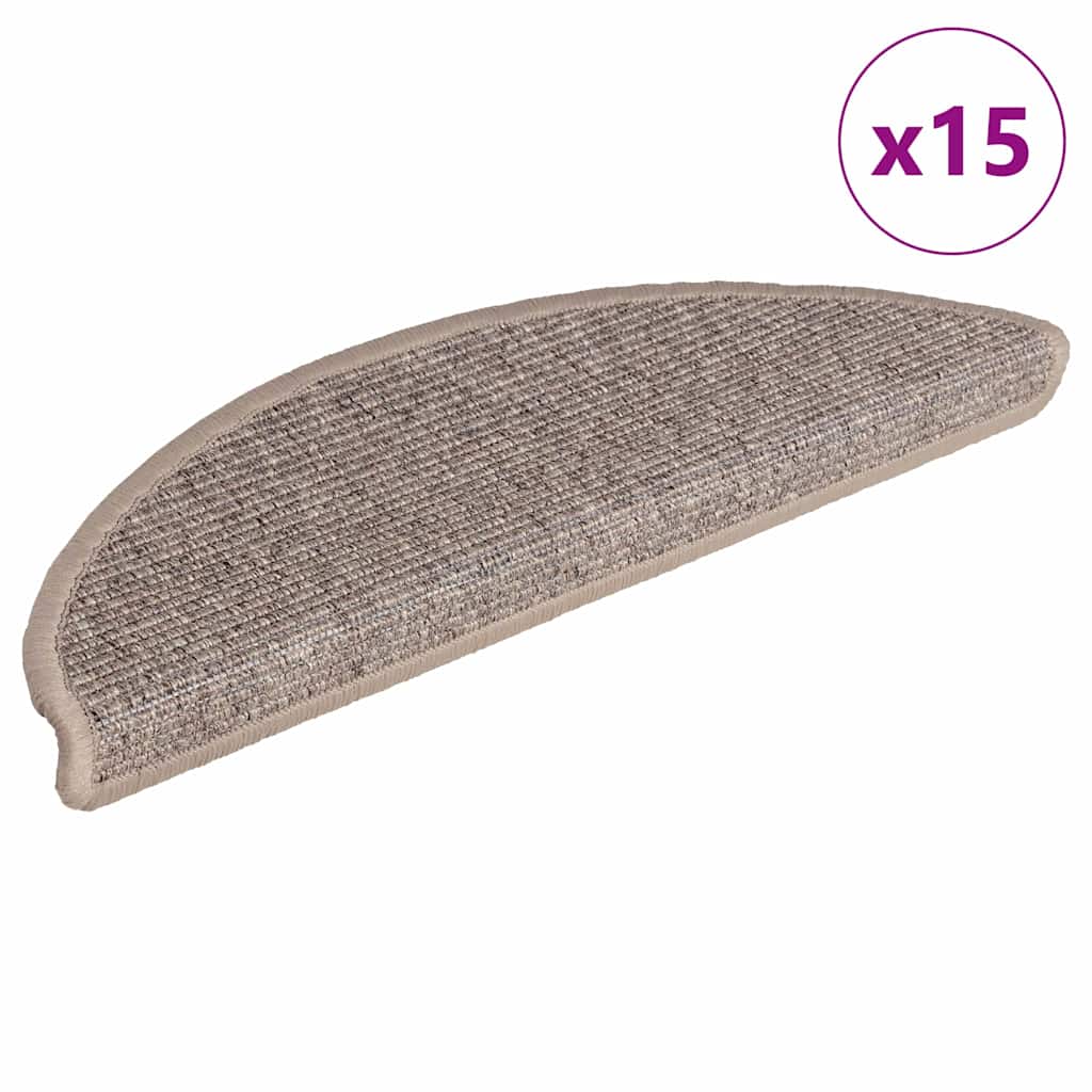 Vidaxl trapmatten 15 st 56x17x3 cm donkerbeige halfrond