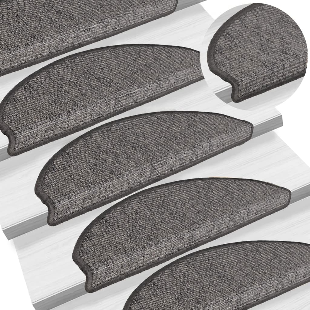 Vidaxl trapmatten 15 st 65x21x4 cm beige en grijs halfrond groot