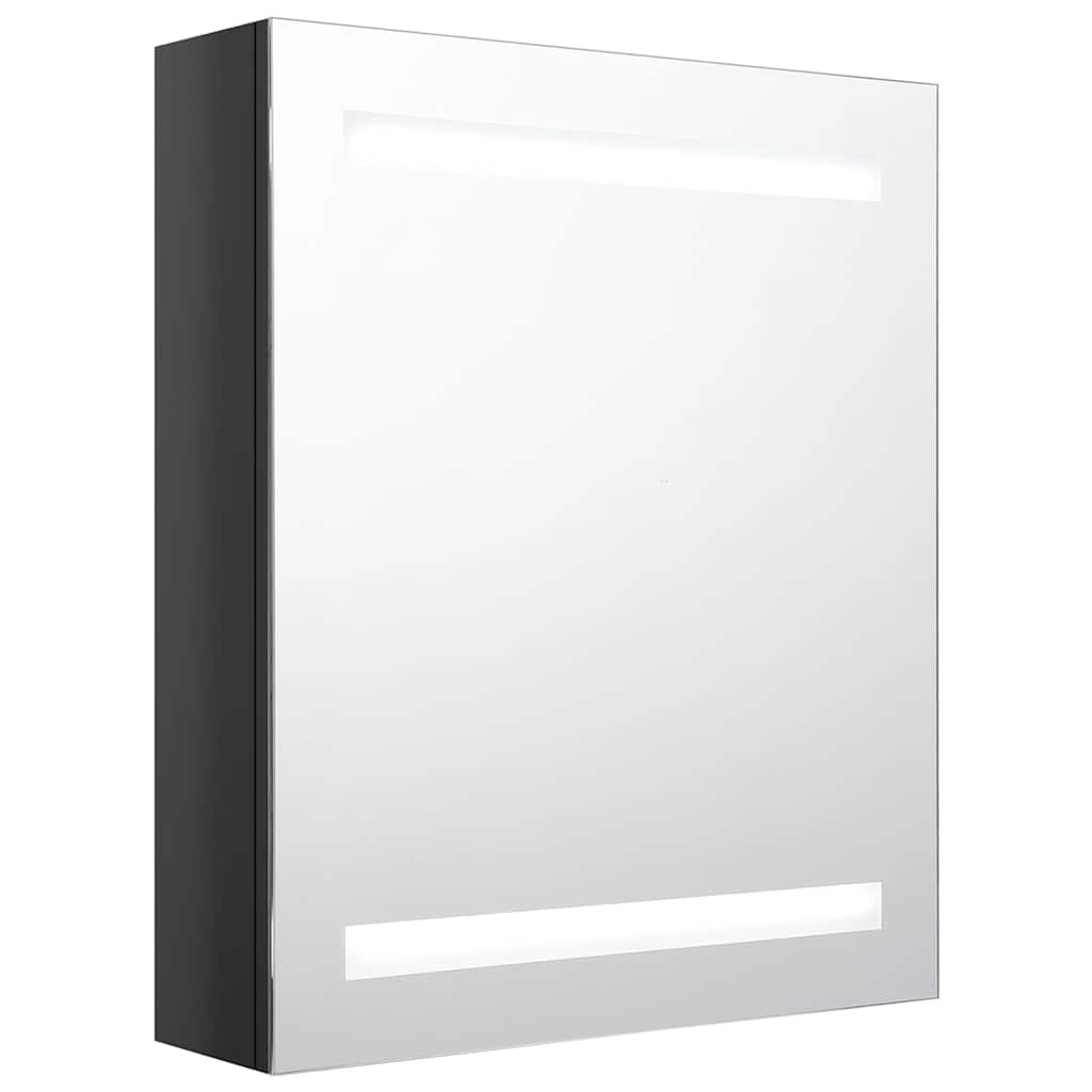 Vidaxl badkamerkast met spiegel en led 50x14x60 cm glanzend zwart