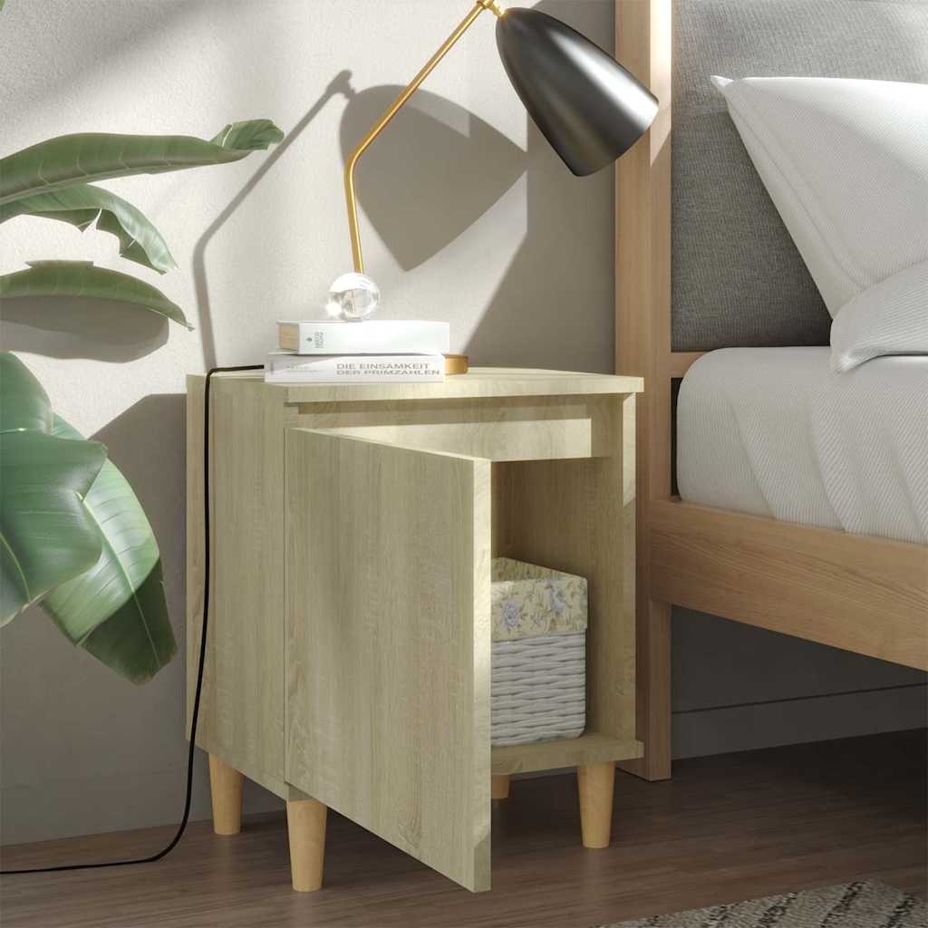 Vidaxl nachtkastje met houten poten 40x30x50 cm sonoma eikenkleurig