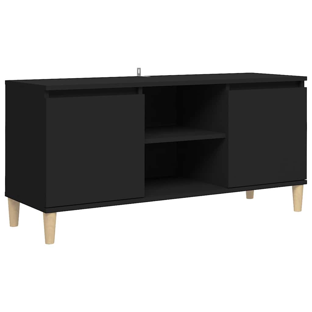 Vidaxl tv-meubel met massief houten poten 103,5x35x50 cm zwart