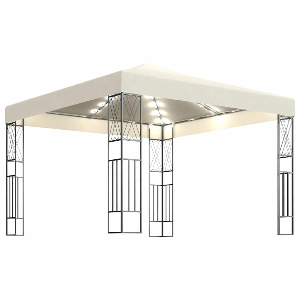 Vidaxl prieel met led-lichtslinger 3x3 m stof crèmekleurig