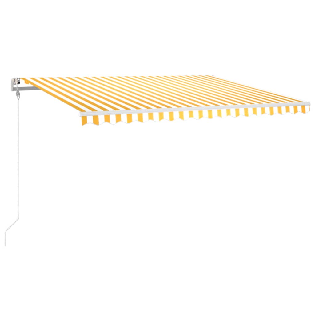 VidaXL Luifel automatisch met LED en windsensor 400x300 cm geel en wit
