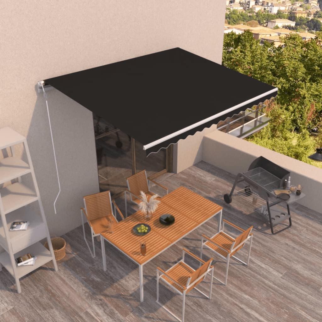 VidaXL Luifel automatisch uittrekbaar 400x350 cm antracietkleurig