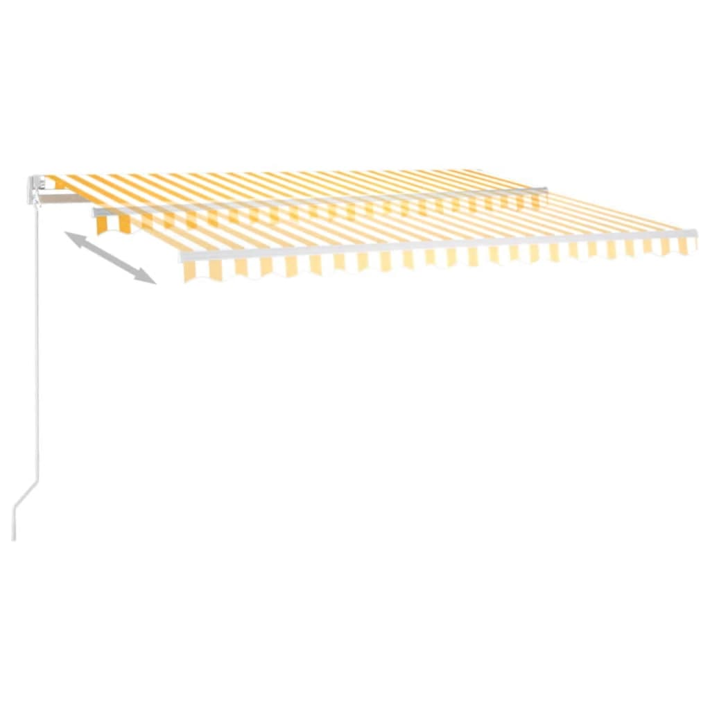 VidaXL Luifel handmatig uittrekbaar met LED 450x350 cm geel en wit