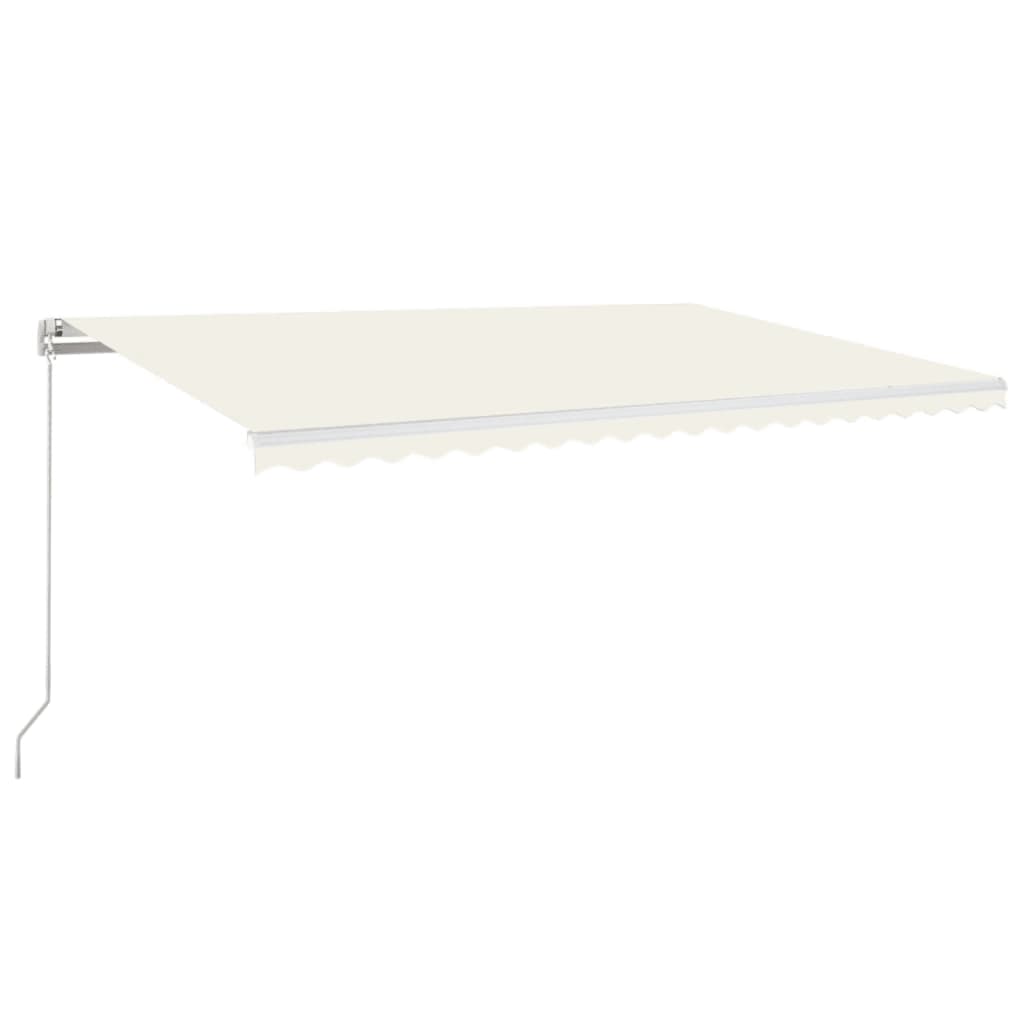 VidaXL Luifel handmatig uittrekbaar met LED 500x350 cm crèmekleurig