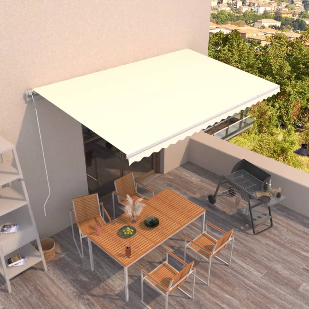 VidaXL Luifel automatisch uittrekbaar 500x350 cm crèmekleurig