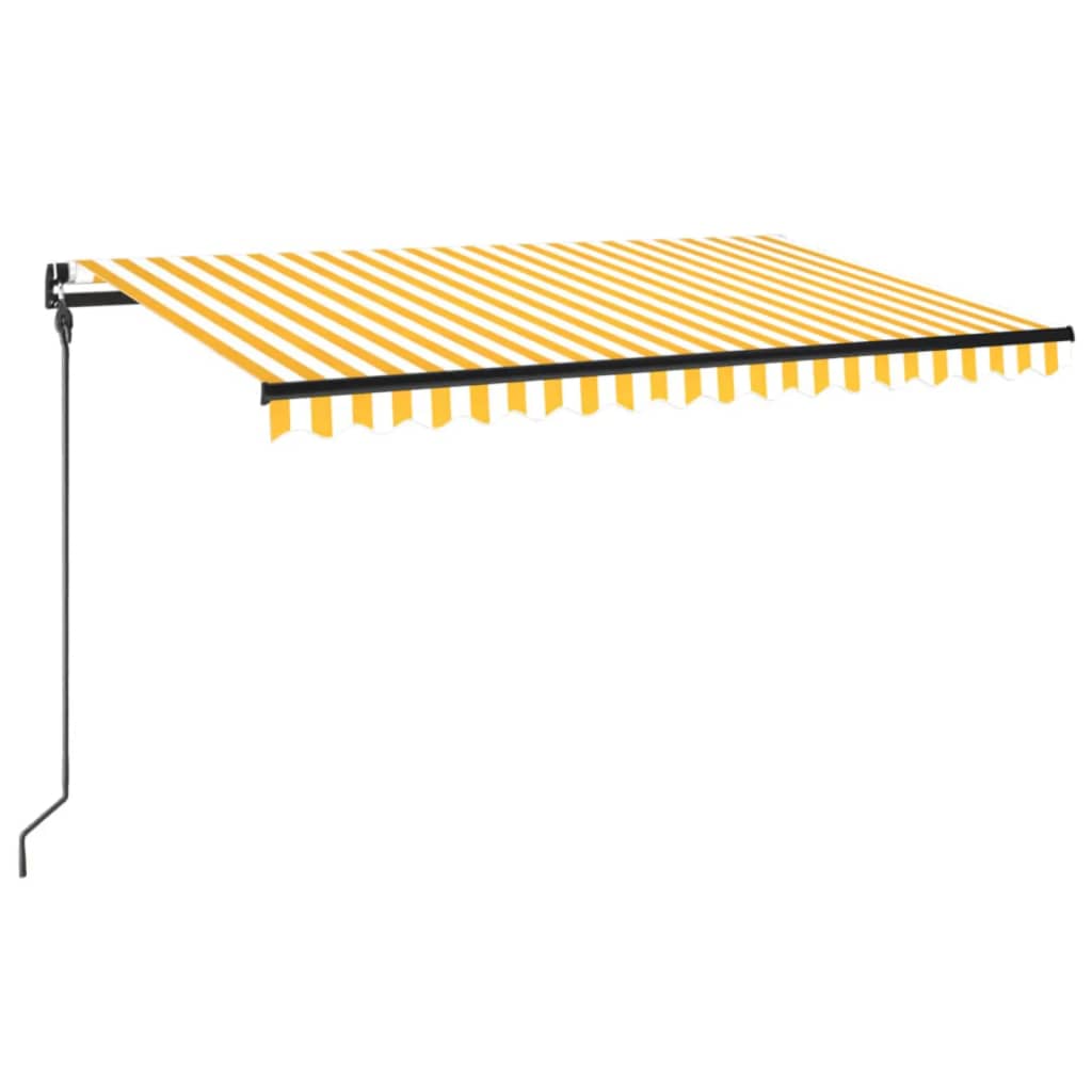VidaXL Luifel handmatig uittrekbaar met LED 450x300 cm geel en wit