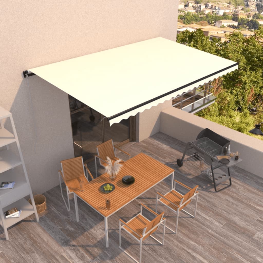 VidaXL Luifel handmatig uittrekbaar 500x300 cm crèmekleurig