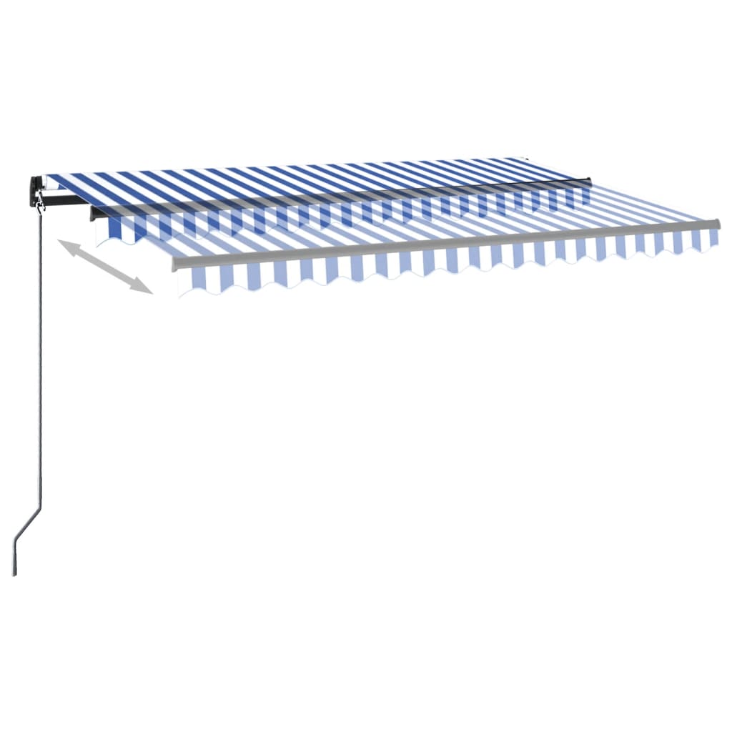 VidaXL Luifel automatisch met LED en windsensor 450x350 cm blauw wit