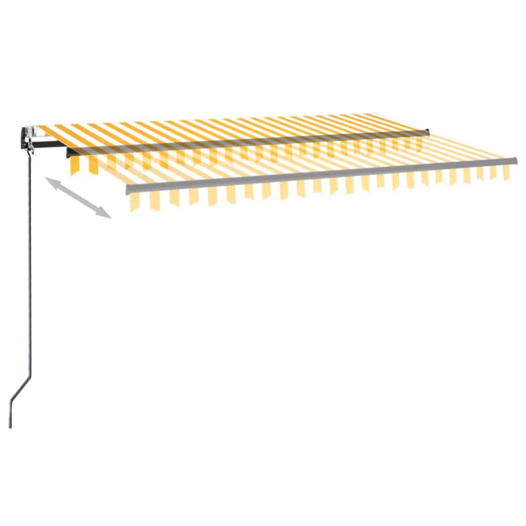 VidaXL Luifel automatisch met LED en windsensor 450x350 cm geel wit