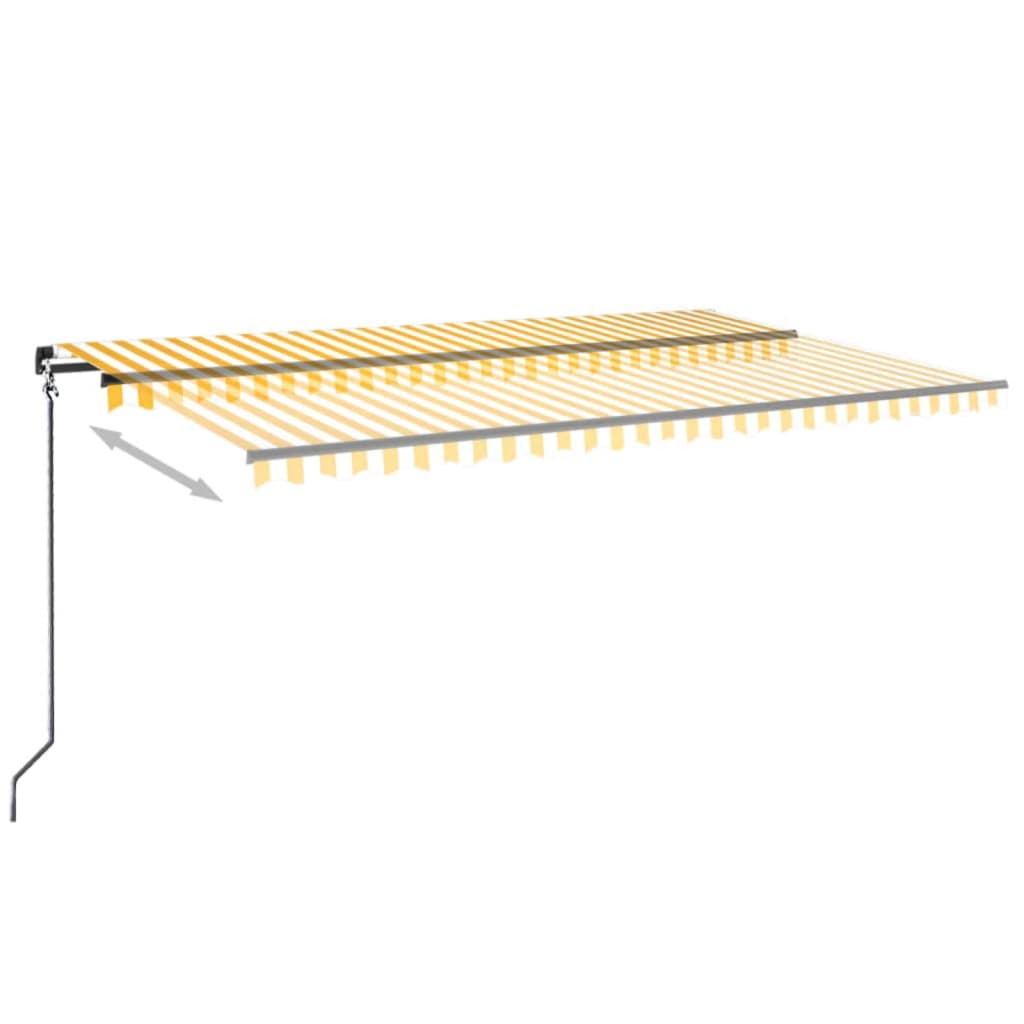 VidaXL Luifel handmatig uittrekbaar met LED 500x350 cm geel en wit
