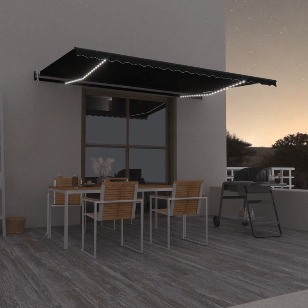 VidaXL Luifel automatisch met LED en windsensor 500x350 cm antraciet
