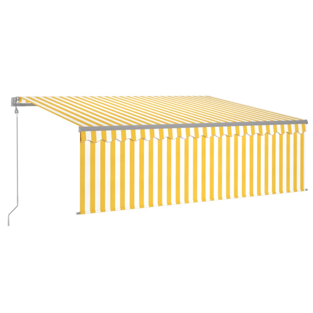 VidaXL Luifel automatisch rolgordijn LED windsensor 4x3 m geel en wit