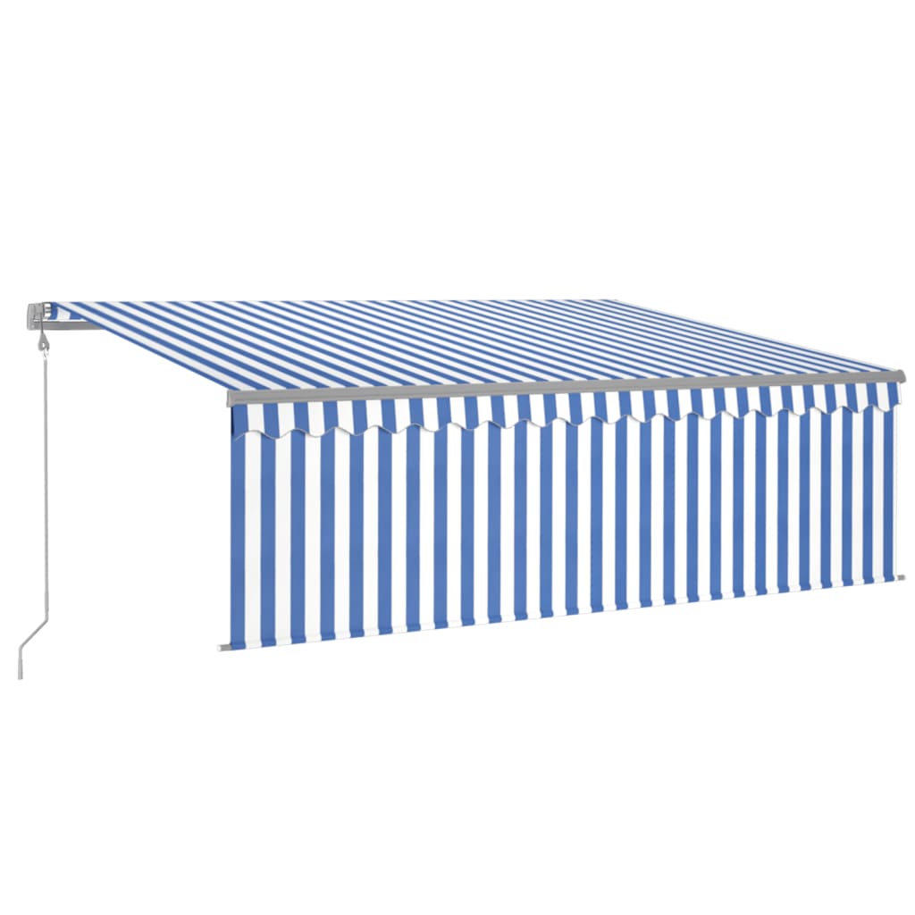 VidaXL Luifel automatisch uittrekbaar met rolgordijn 4,5x3 m blauw wit