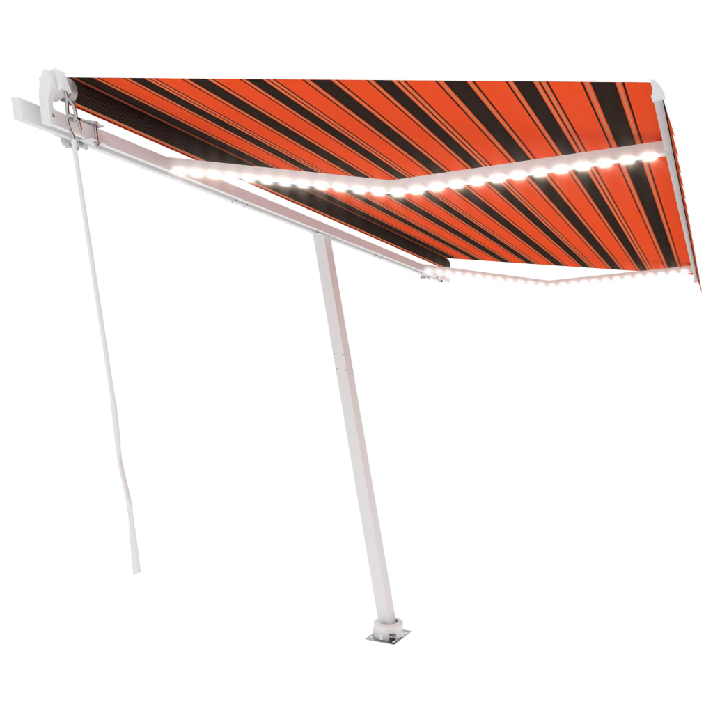 VidaXL Luifel handmatig uittrekbaar met LED 450x300 cm oranje en bruin