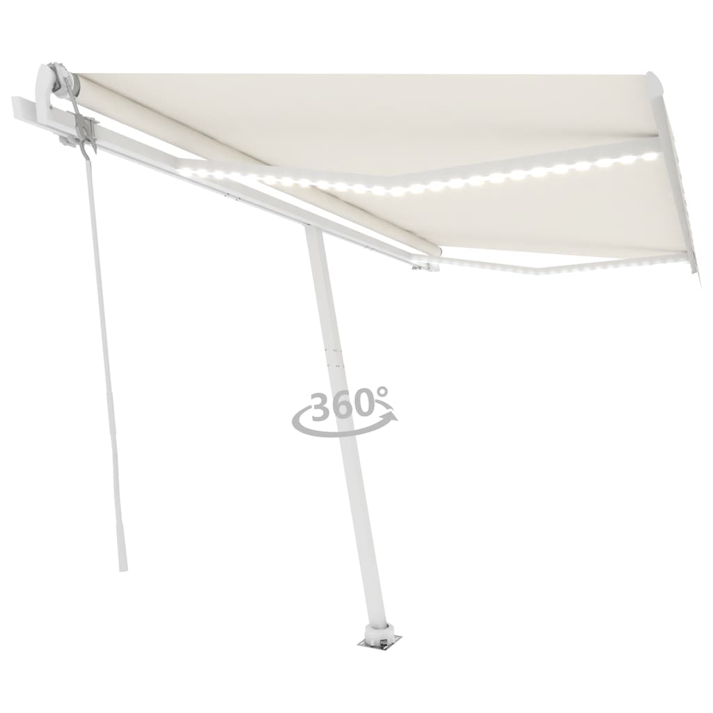 VidaXL Luifel automatisch met LED en windsensor 400x350 cm crèmekleur